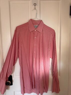 Turnbull & Asser Pink Check Long-Sleeve Dress Shirt